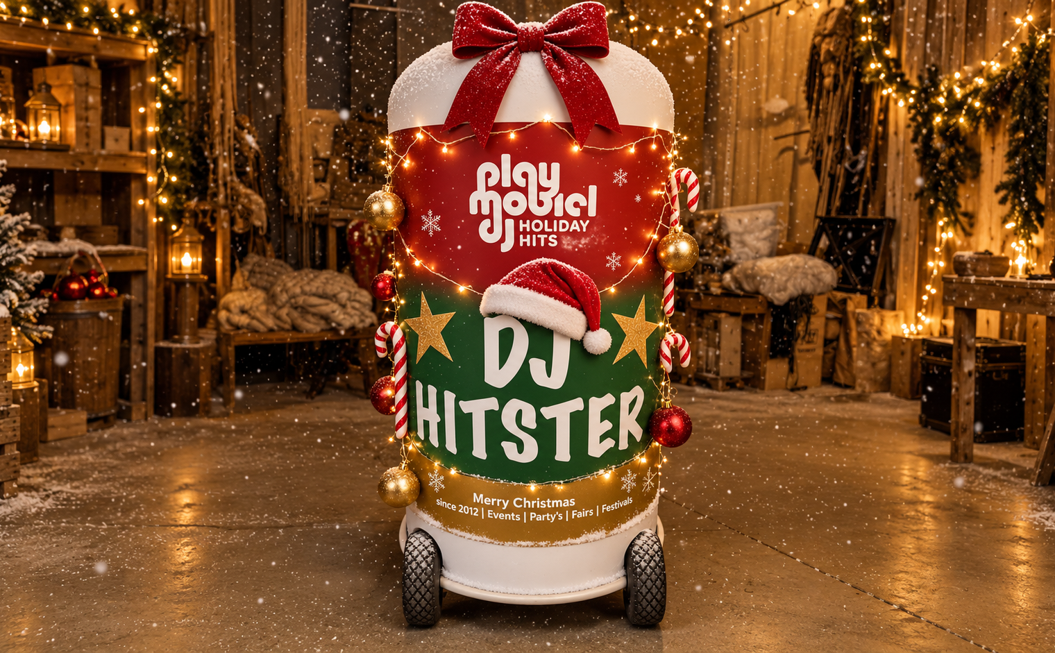 Playmobiel DJ tijdens een kerstevenement